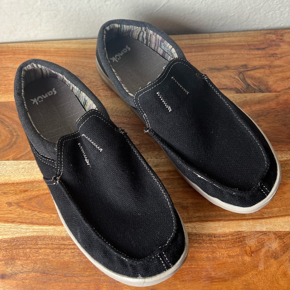 Sanuk Men's Hi Bro Lite Black Hemp Slip On Shoes 1119339 Size 10